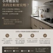 小坪數廚房設計與預算規劃解析，說明收納需求、材質等級、五金配置與空間動線對廚房價格的影響