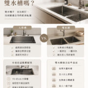 小家庭廚房水槽比較，大單槽與雙水槽優缺點分析，協助選擇最適合的系統廚具水槽配置。